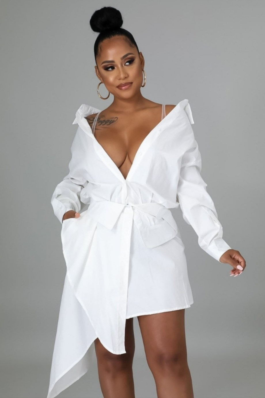 (WHITE) ASYMMETRICAL DRESS