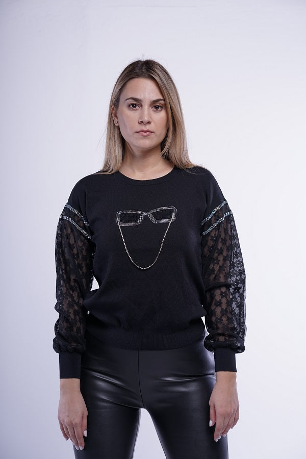 BLACK LACE SWEATER