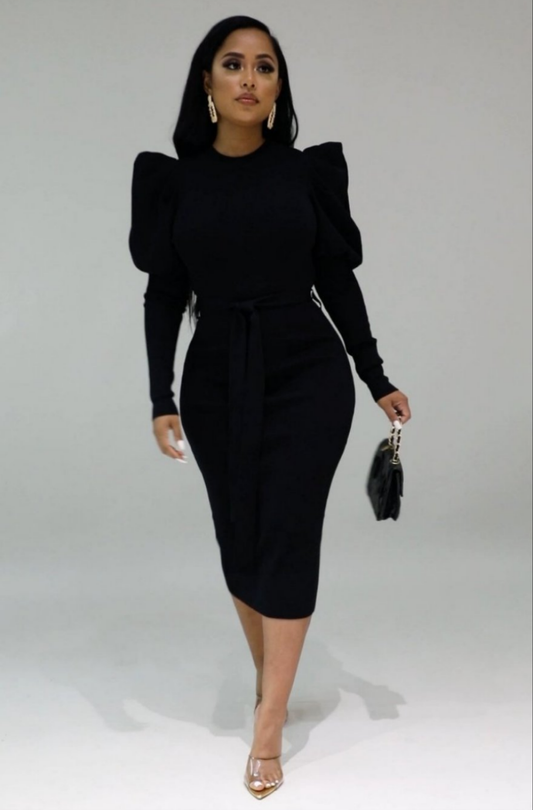"PUFFY SLEEVE" SWEATER DRESS (S - 2X)