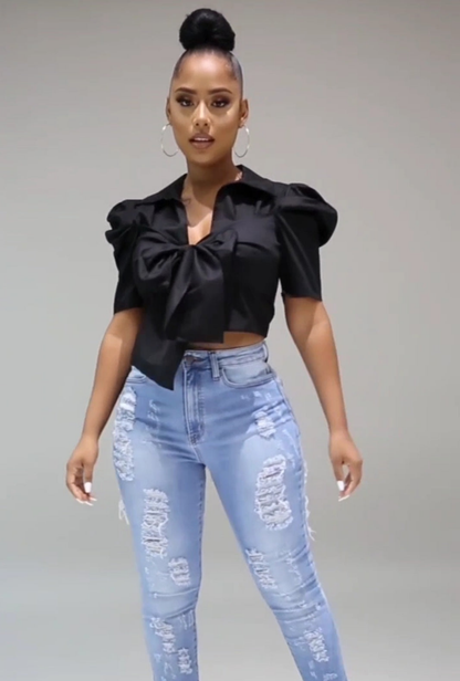 "TIE ME DOWN" TOP (BLACK)