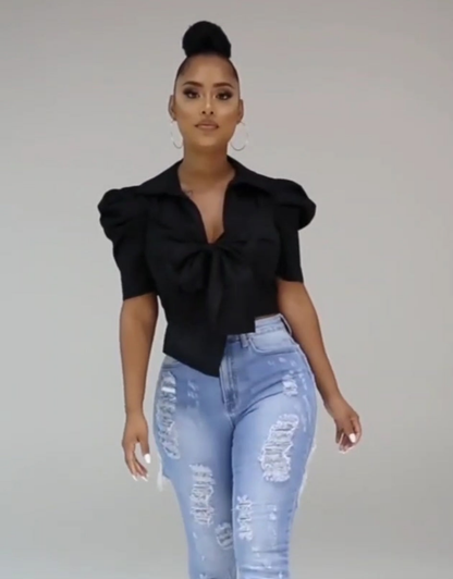 "TIE ME DOWN" TOP (BLACK)