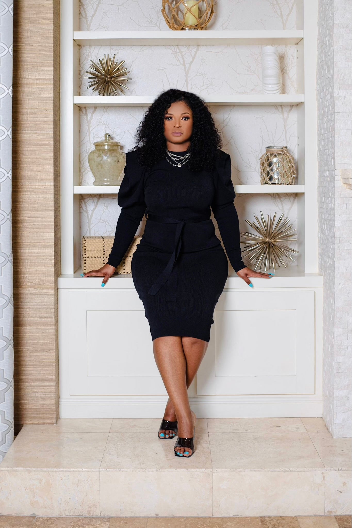 "PUFFY SLEEVE" SWEATER DRESS (S - 2X)