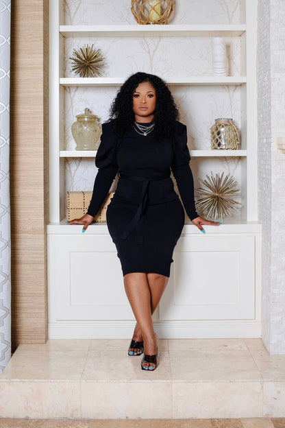 "PUFFY SLEEVE" SWEATER DRESS (S - 2X)