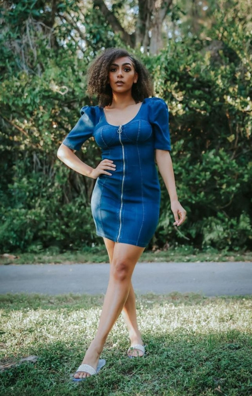 THE "ZIP ME" DENIM DRESS