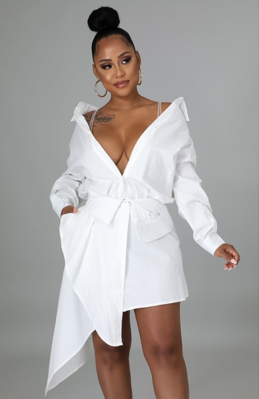 (WHITE) ASYMMETRICAL DRESS